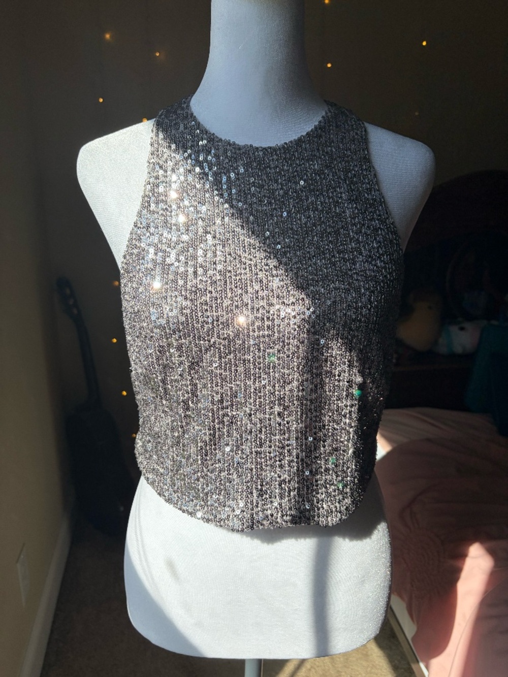 Stunning shimmering silver/pewter sequin crop top from H&M!